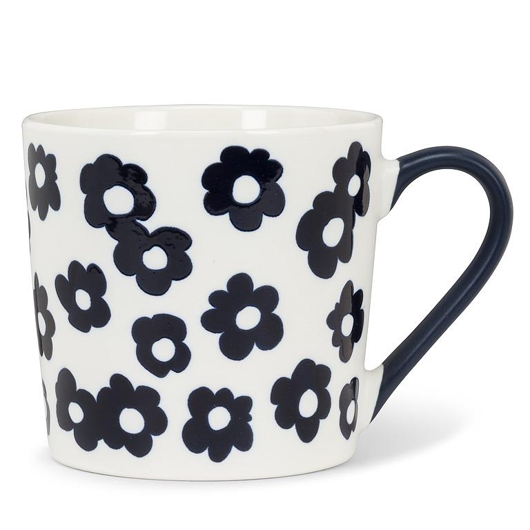 Tasse 13 oz blanche avec fleurs marines