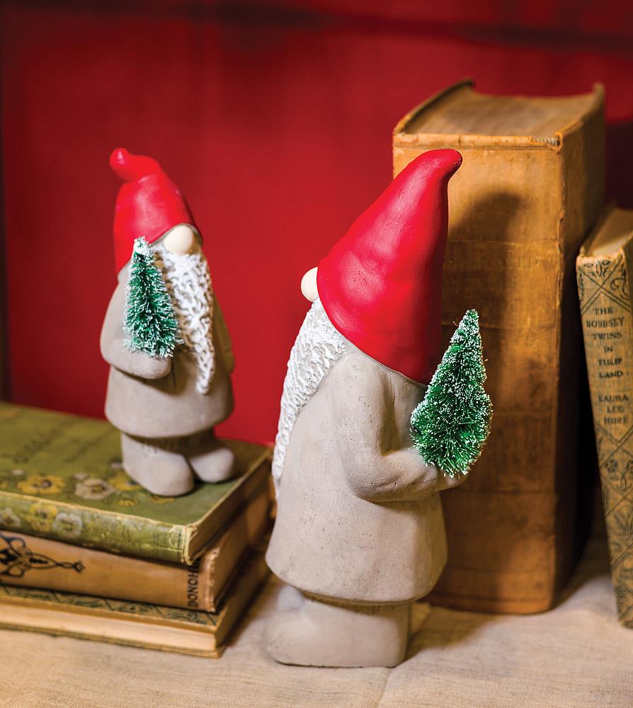 Gnome avec sapin dans le dos 10 po brun