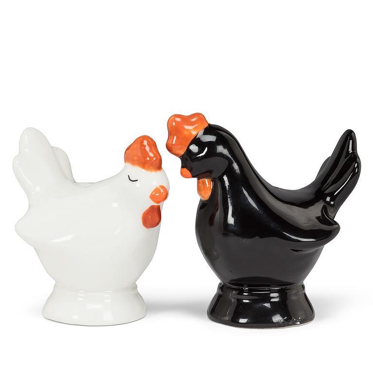 Ensemble de salière et poivrière 2 po poule et coq