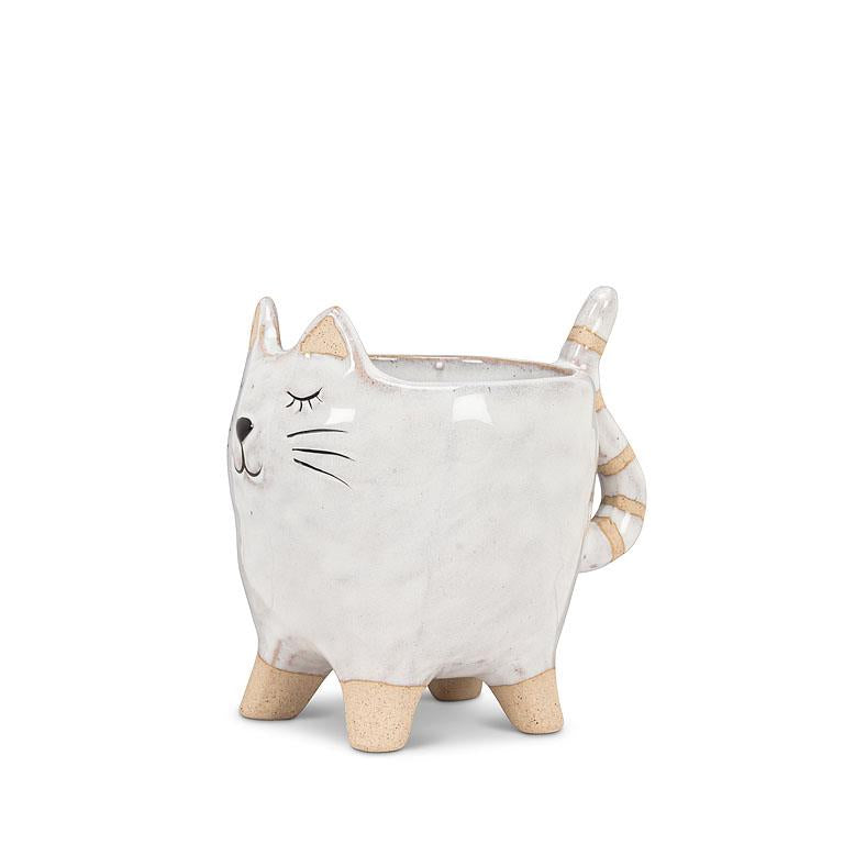 Pot à plante 4 po chat blanc