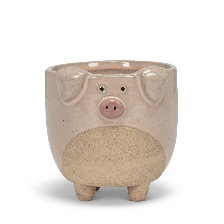 Pot à plante 4 po cochon rose et beige