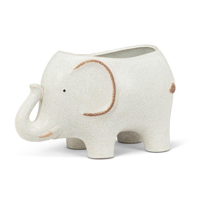Cache-pot en grès 6 po éléphant ivoire