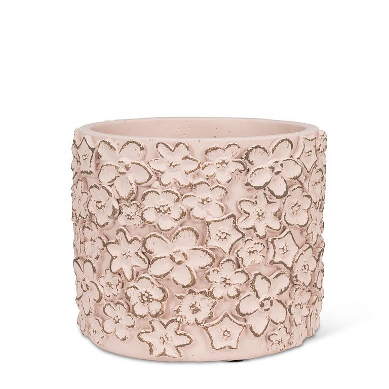 Cache-pot 4,5 po rose pâle motif de fleurs