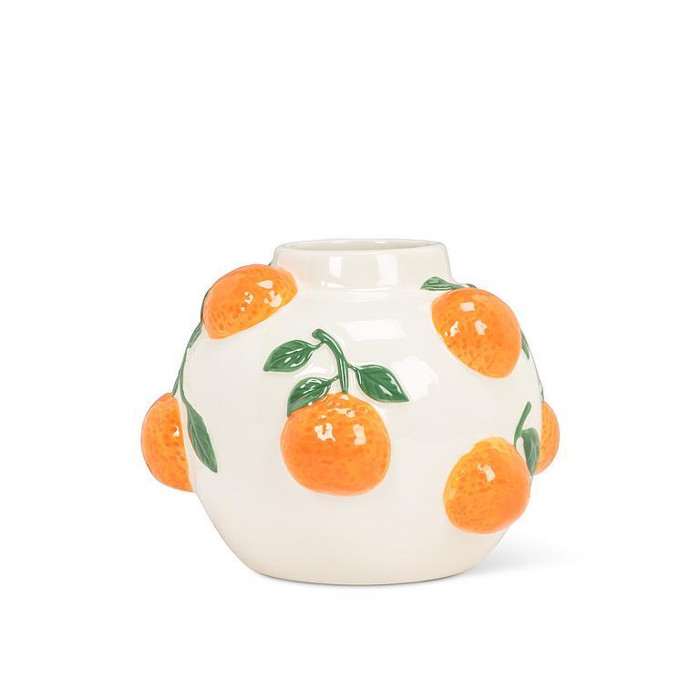 Vase 5 po en porcelaine blanche avec motifs d'oranges