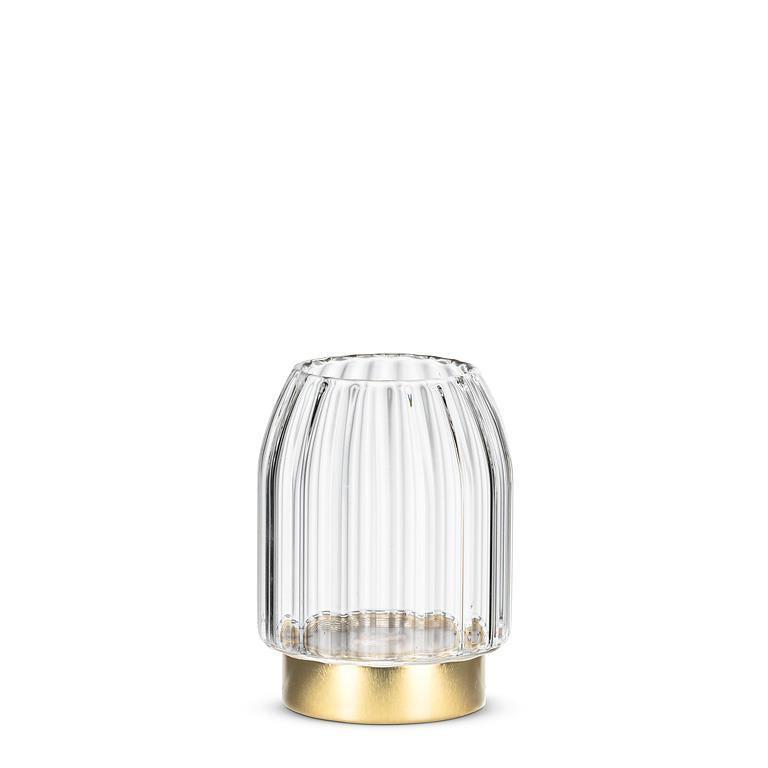 Vase transparent avec base or