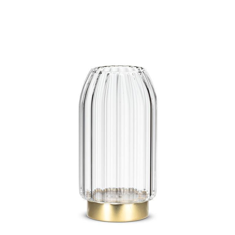 Vase transparent avec base or