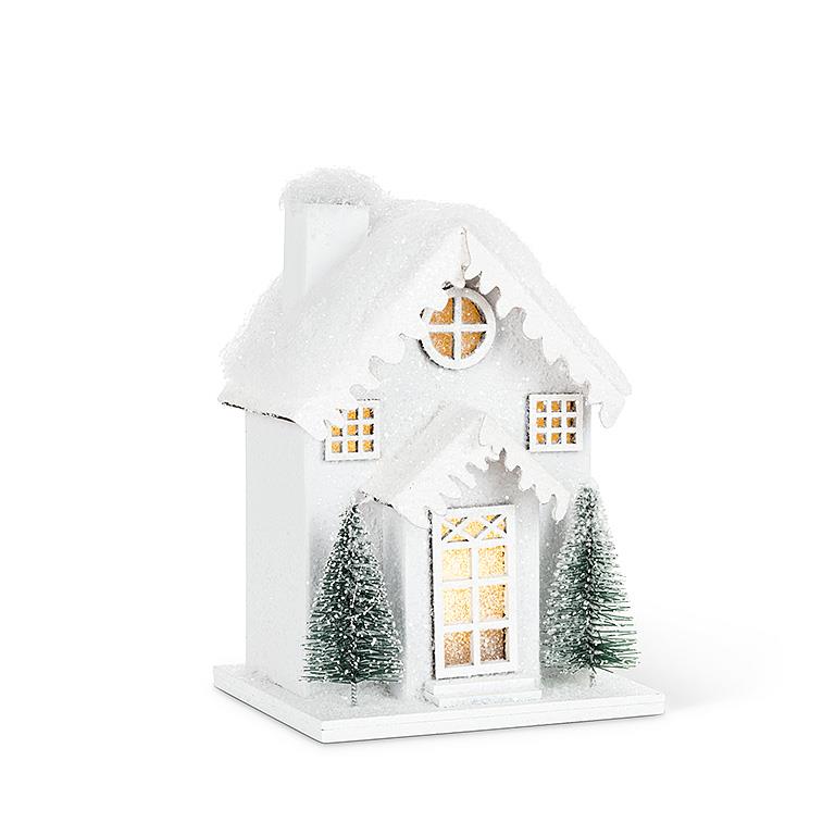 Maison enneigée DEL blanche 4 po x 3,5 po