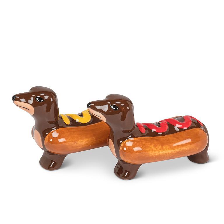 Ensemble de salière et poivrière 4 po chien saucisse