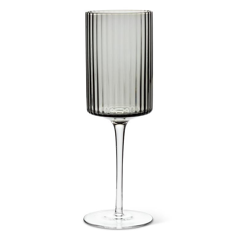 Verre à vin 9,5 po en verre ligné gris