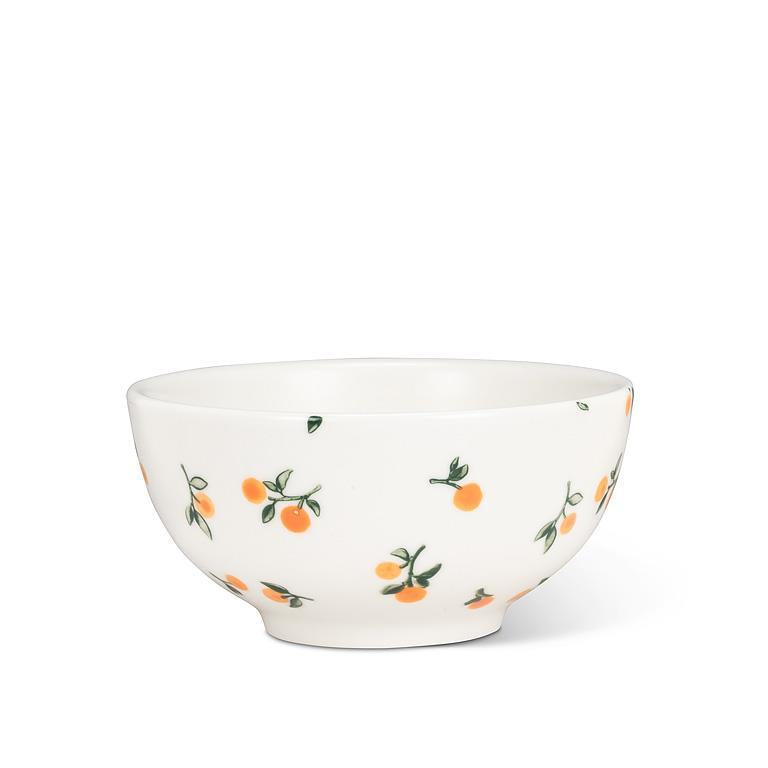 Bol en porcelaine blanche avec motif d'oranges 4 po