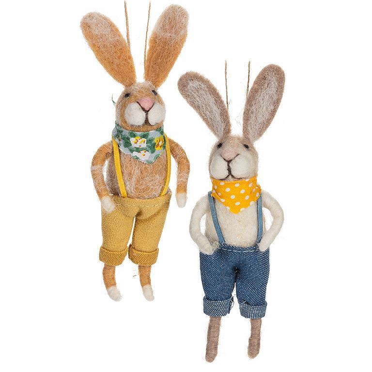 Lapin en habit à suspendre 6 po