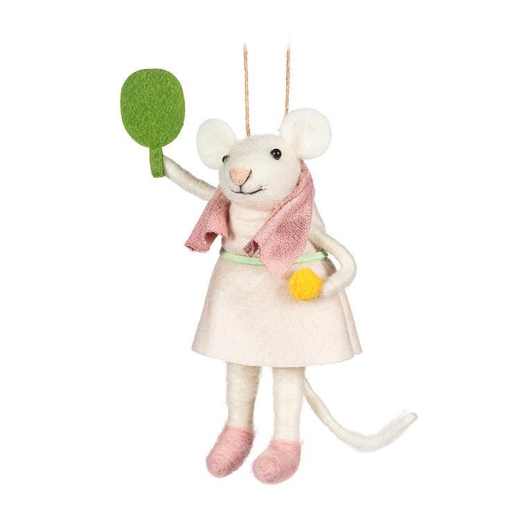 Ornement 6 po souris qui joue au pickleball