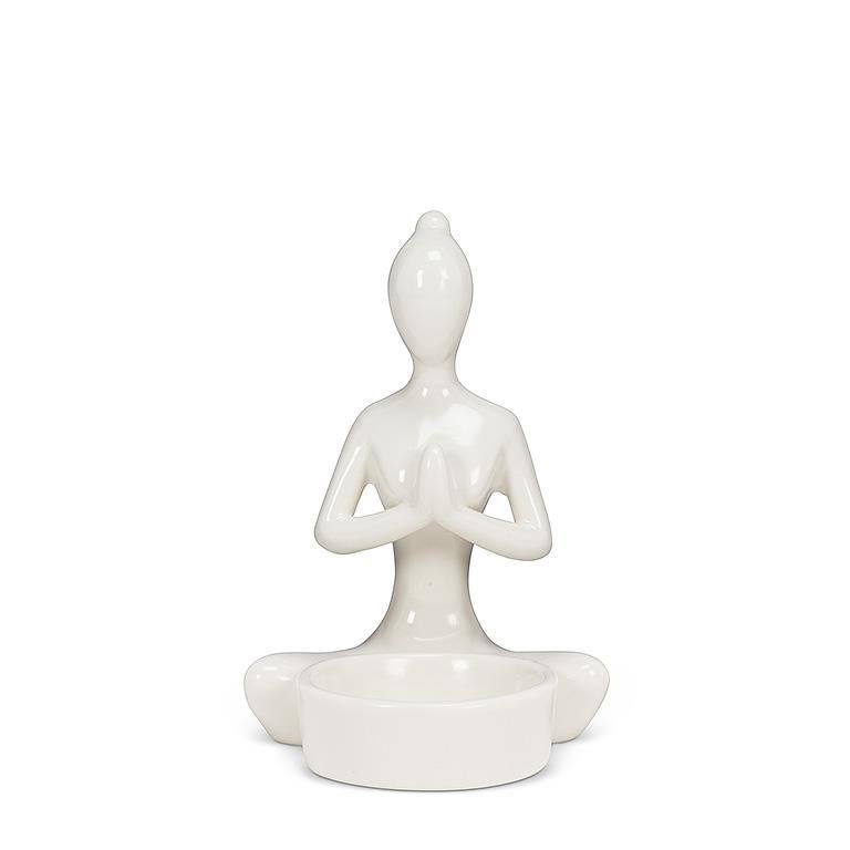 Bougeoir yoga et prière blanc 4,5 po