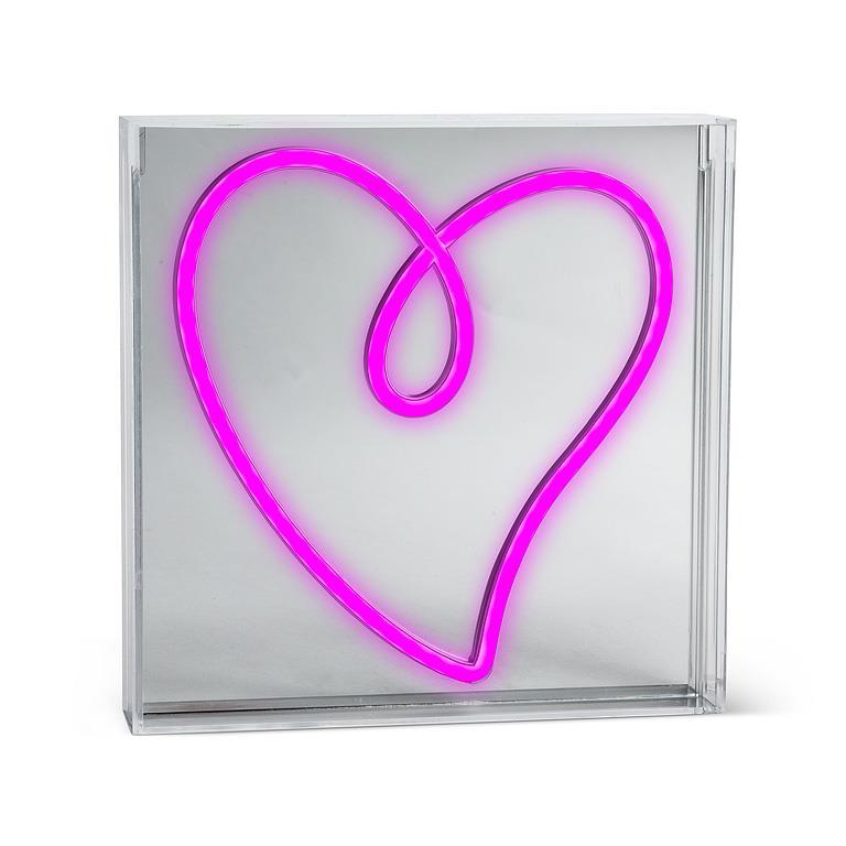 Affiche lumineuse DEL 9 po x 9 po coeur fuchsia