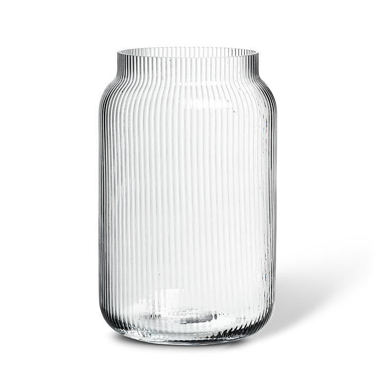 Vase en verre 8,5 po étroit texturé rayé