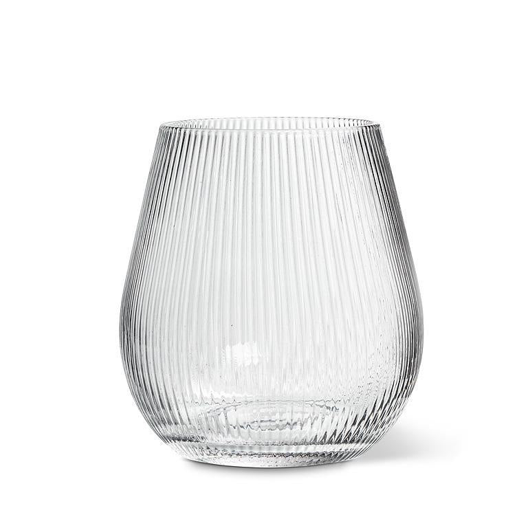 Vase en verre 6 po fond large texturé avec rayures