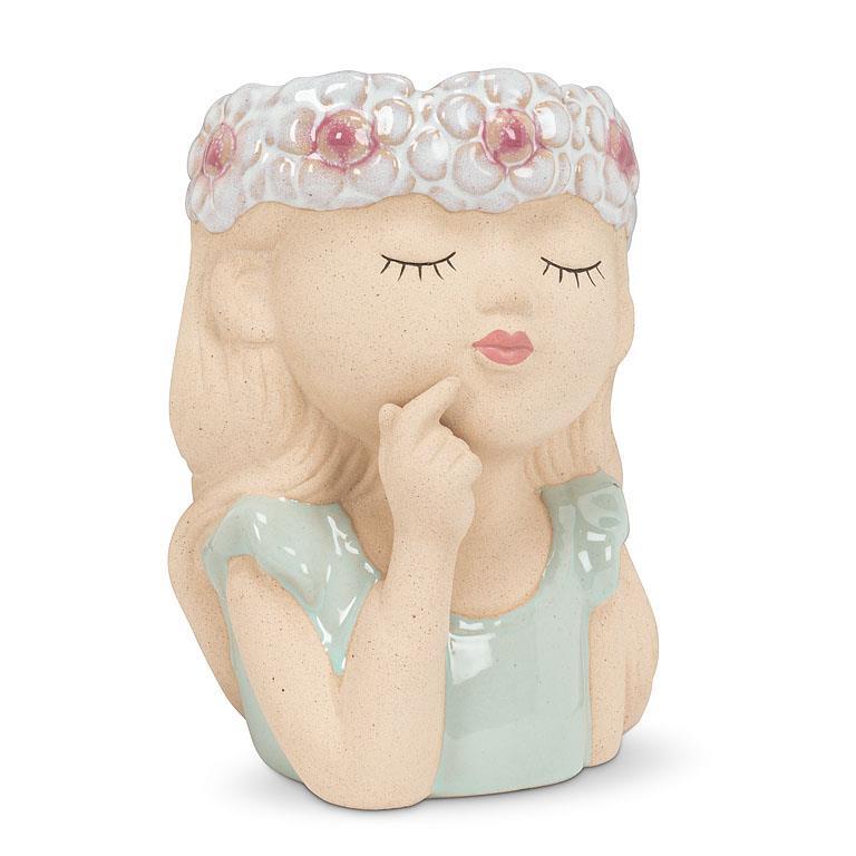 Cache-pot en céramique 6 po fille pensive