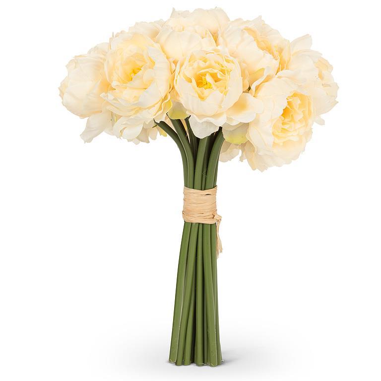 Bouquet de pivoines artificielles 9 po crème