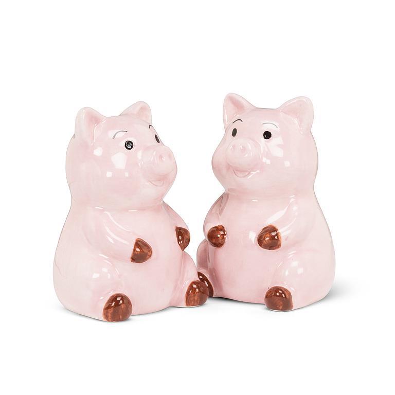 Ensemble de salière et poivrière 3 po cochon rose