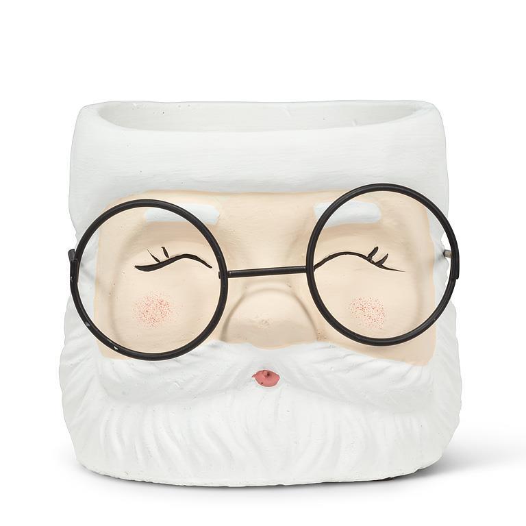 Cache-pot 4 po visage du Père Noël avec lunettes