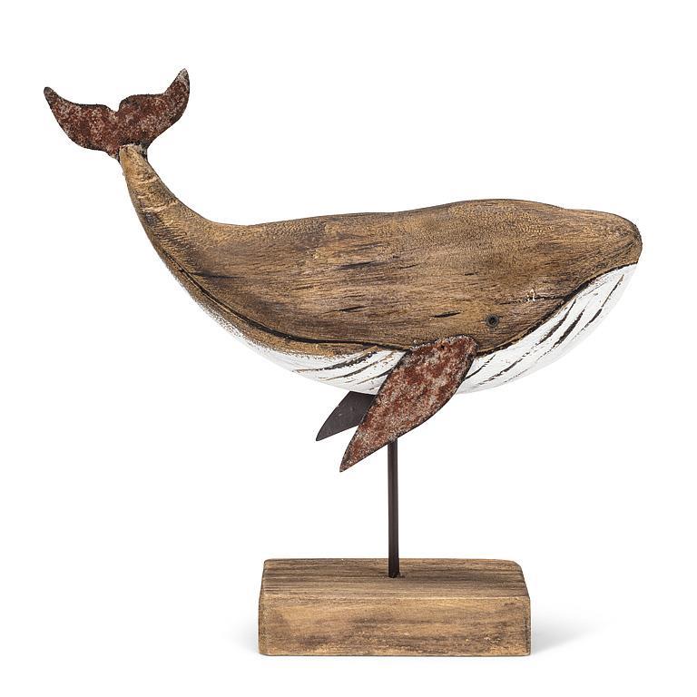 Baleine sur pied en bois 8 po couleur bois naturel