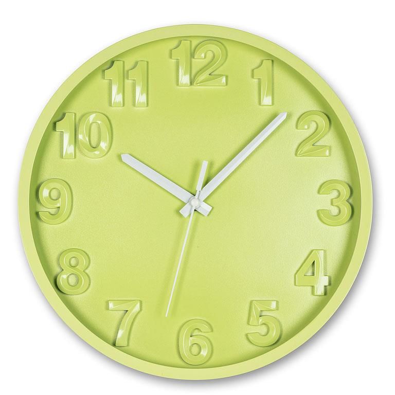 Horloge murale 12 po verte avec chiffres surélevés