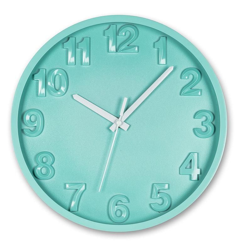 Horloge murale 12 po turquoise avec chiffres surélevés