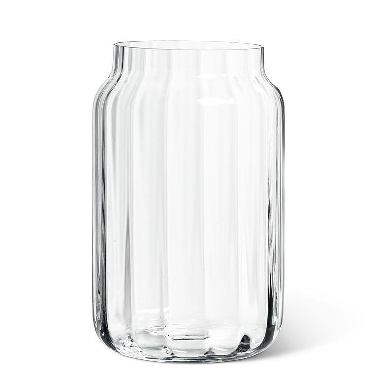 Vase en verre 8,5 po texturé à rayures larges
