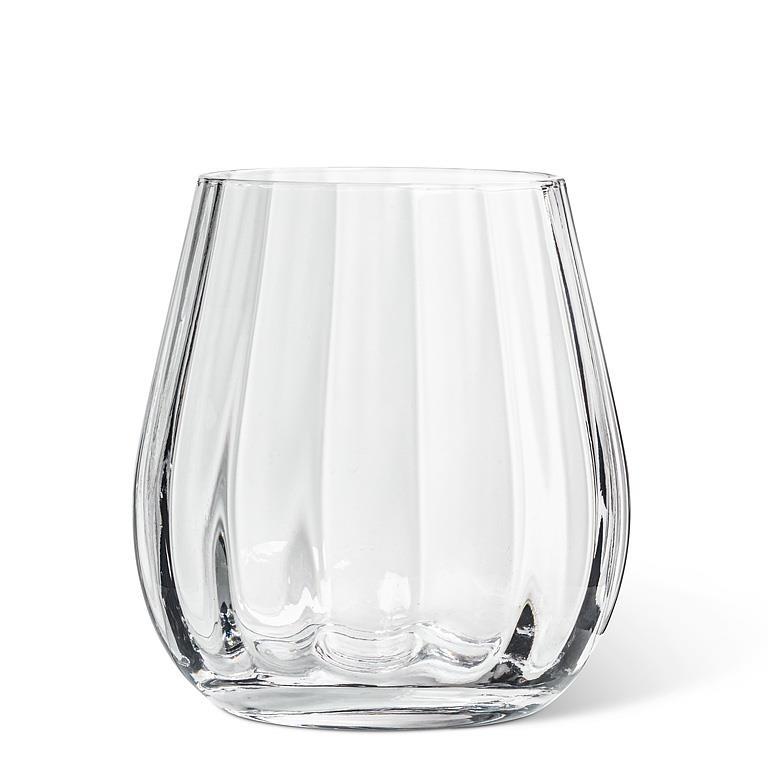 Vase en verre 6 po fond large texturé avec rayures larges