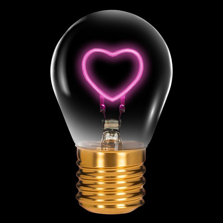 Lampe USB en forme d'ampoule DEL 4,5 po coeur rose