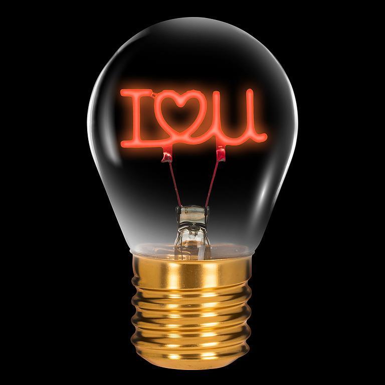 Lampe USB en forme d'ampoule DEL 4,5 po I Love U