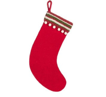 Bas de Noël 22 po rouge avec pompons