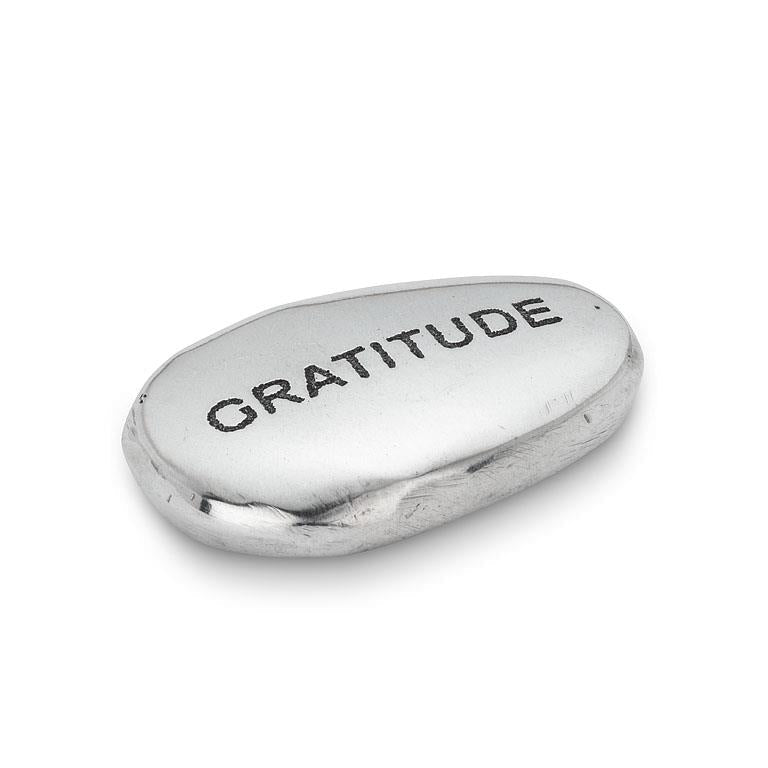 Pierre gravée en métal 2 po argent Gratitude