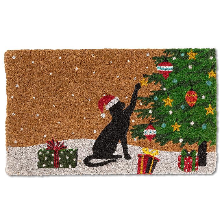 Tapis d'entrée en coco18 po x 30 po chat de Noël