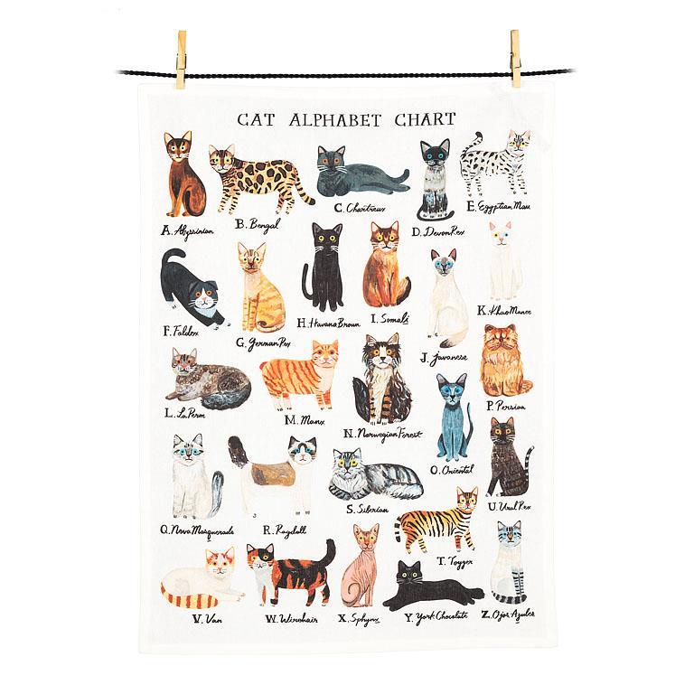 Serviette de cuisine 20 po x 28 po alphabet des chats