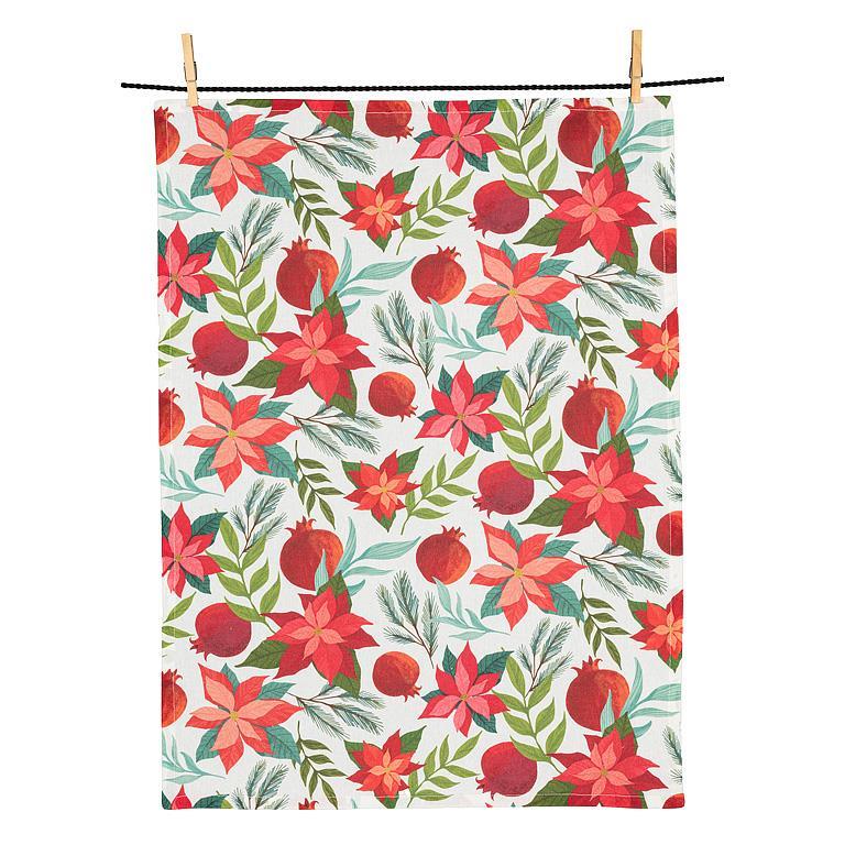 Serviette de cuisine 20 po x 28 po pommes grenades et poinsettia