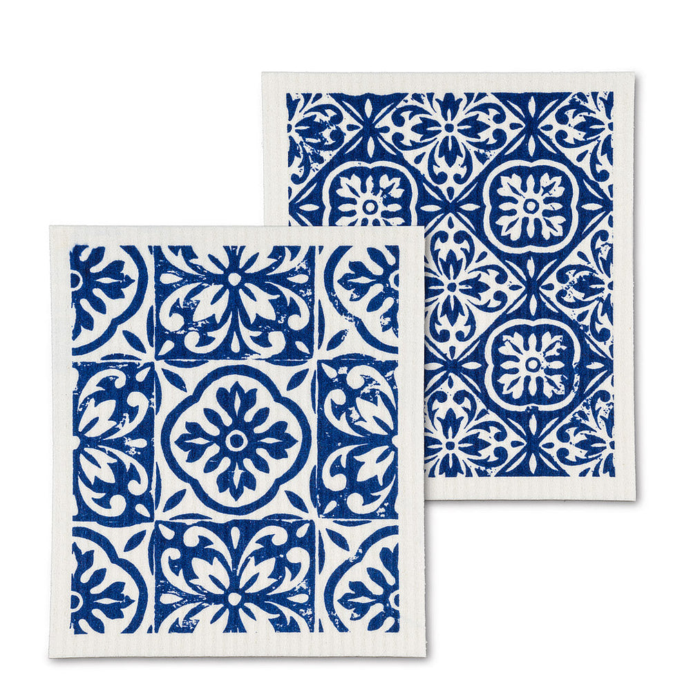 Lavette suédoise 6,5 po x 8 po tuile bleue (paquet de 2)