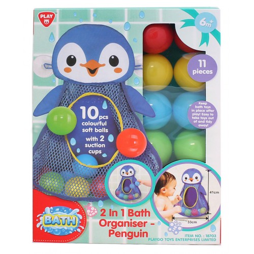 Jeu de bain rangement de bain en forme de pingouin amusant 11 morceaux (6 mois et plus)