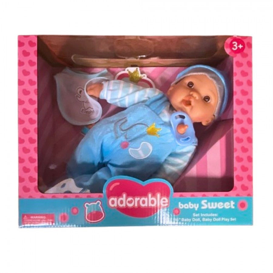 Poupée bébé adorable 16 po avec bouteille bleu (3 ans et plus)