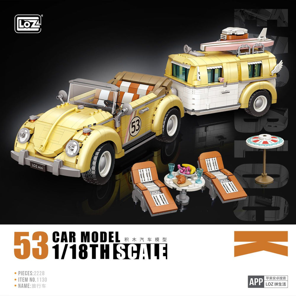 DIY en mini blocs Loz voiture remorquant une roulotte