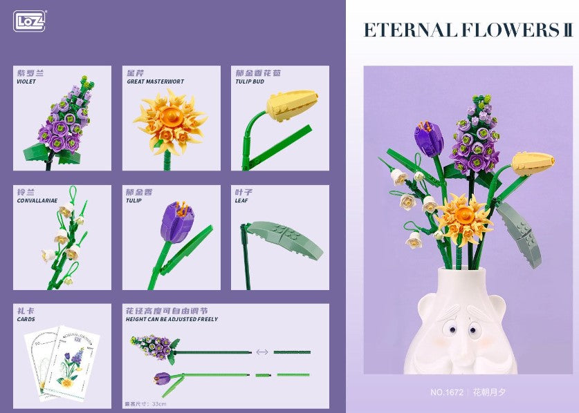 DIY en mini blocs Loz bouquet de fleurs de muguet, tulipe et lilas