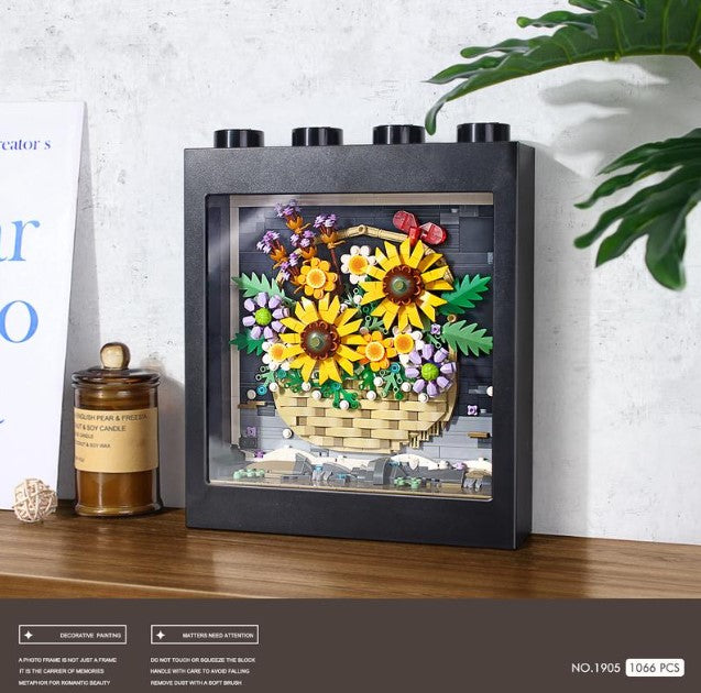DIY en mini blocs Loz cadre d'un panier de tournesols