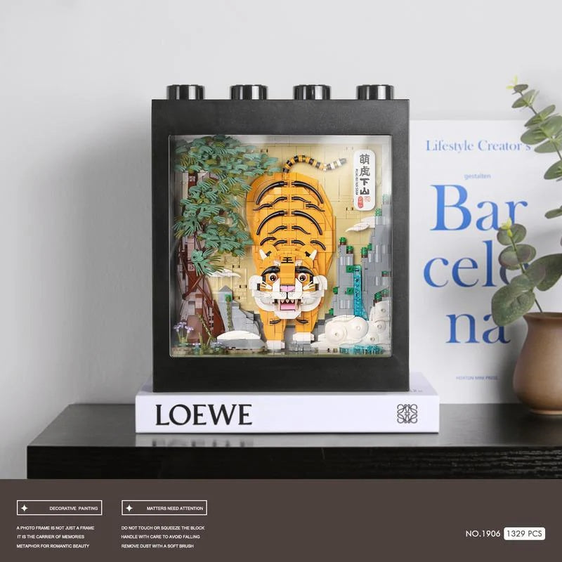 DIY en mini blocs Loz cadre d'un tigre descendant de la montagne