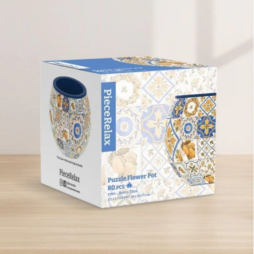Casse-tête 3D 80 morceaux cache-pot carreaux rétro