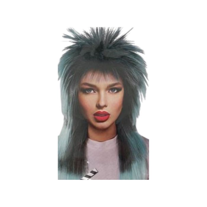 Perruque adulte Rockstar 16 po bleu
