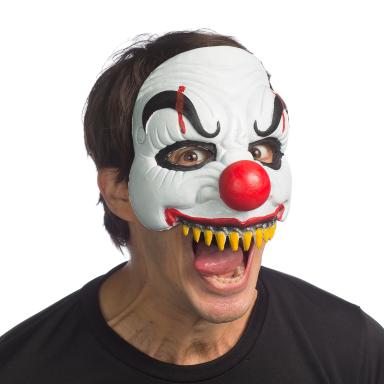 Demi-masque de clown effrayant blanc, rouge et noir