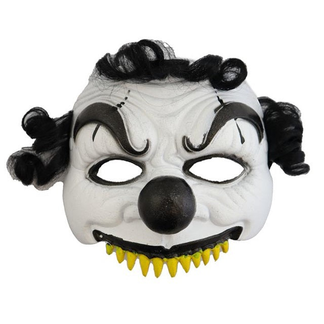 Demi-masque de clown effrayant blanc et noir