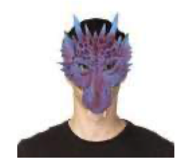 Masque de dragon bleu-mauve