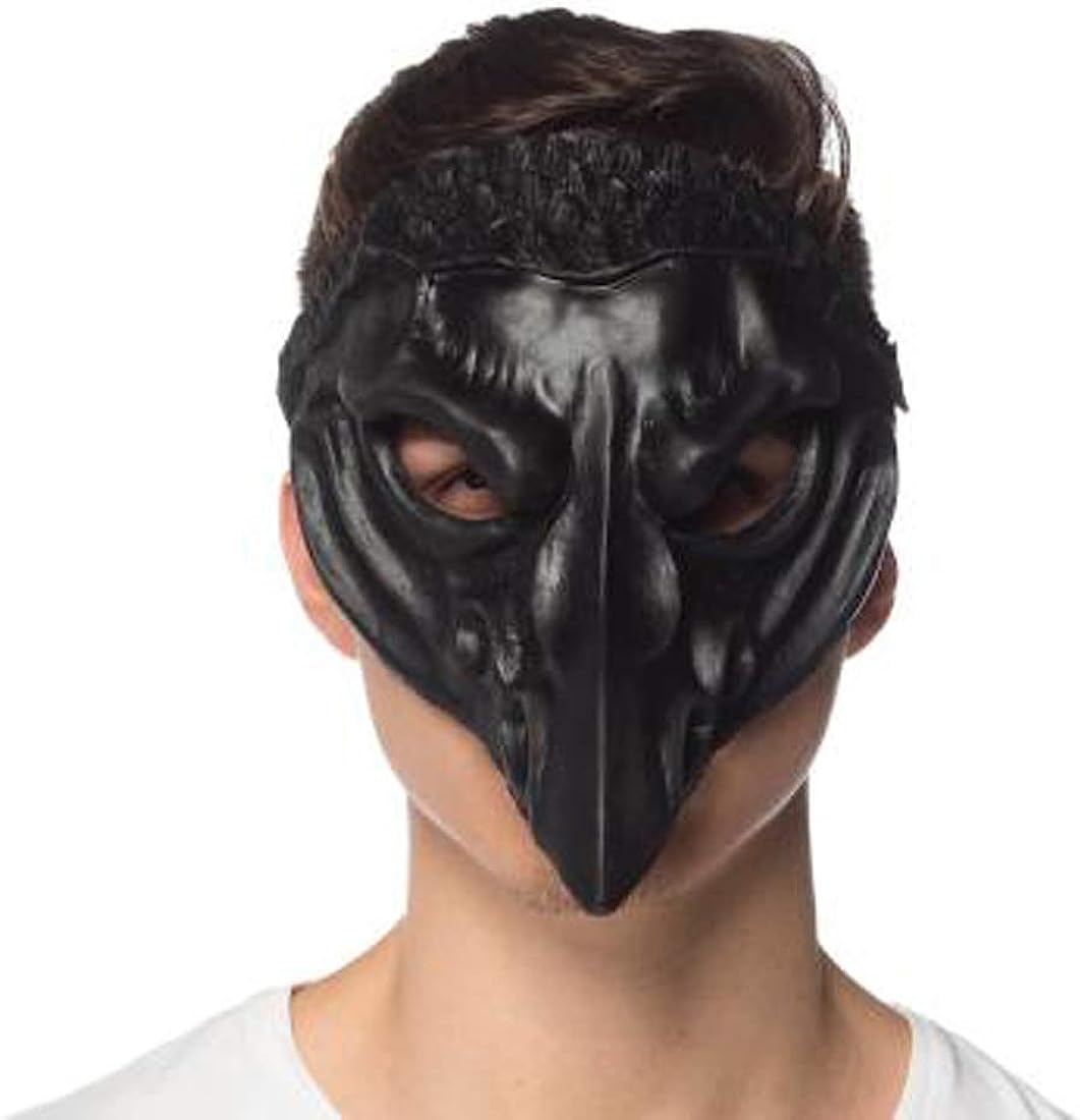 Masque De Corbeau En Similicuir - Demi-masque Avec Plumes Gaufrées Et Bec, Pour Halloween Et Cosplay - 6