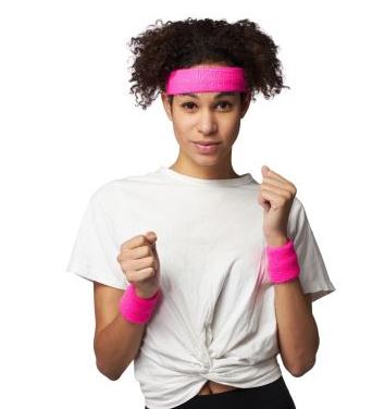 Ensemble de bandeau et poignets de sport rose fluo